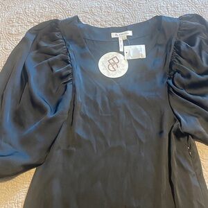 BCBG Black Puff Sleeve Satin Feel Dress NWT